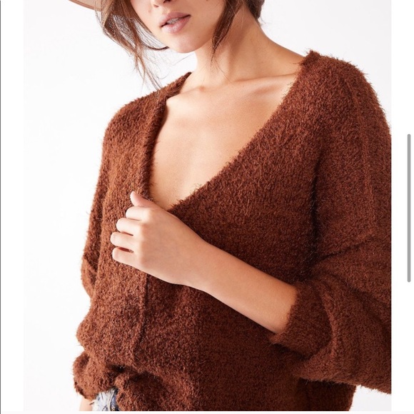 Free people icing vneck pullover mocha java - Picture 4 of 8